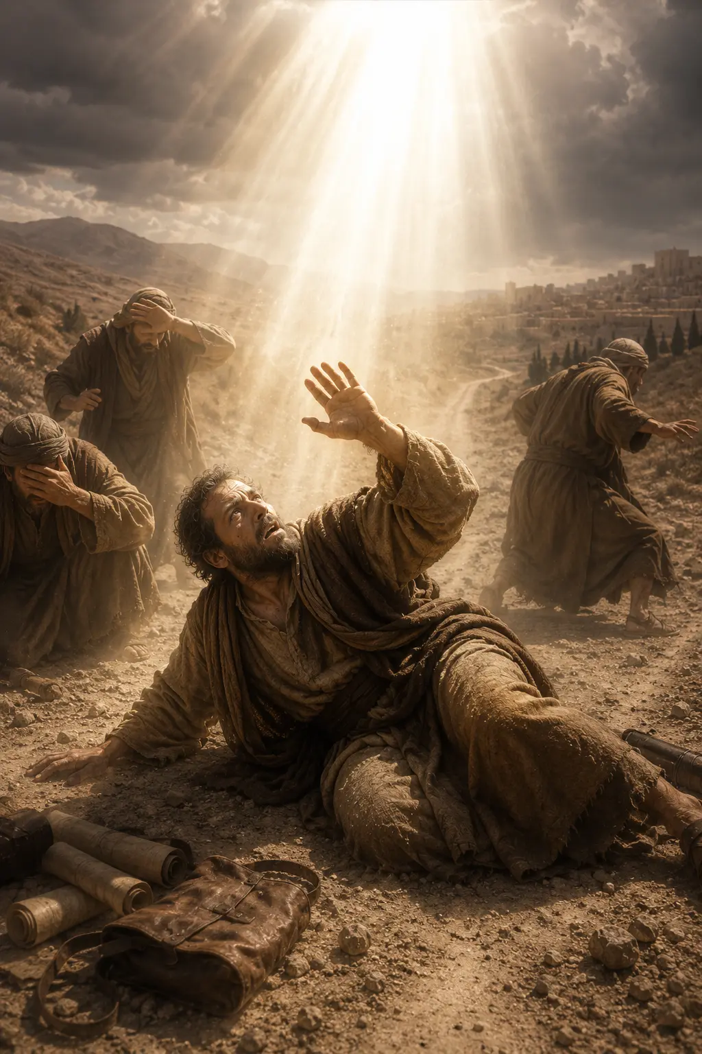 Artistic interpretation of Saint Paul encountering Christ on the road to Damascus