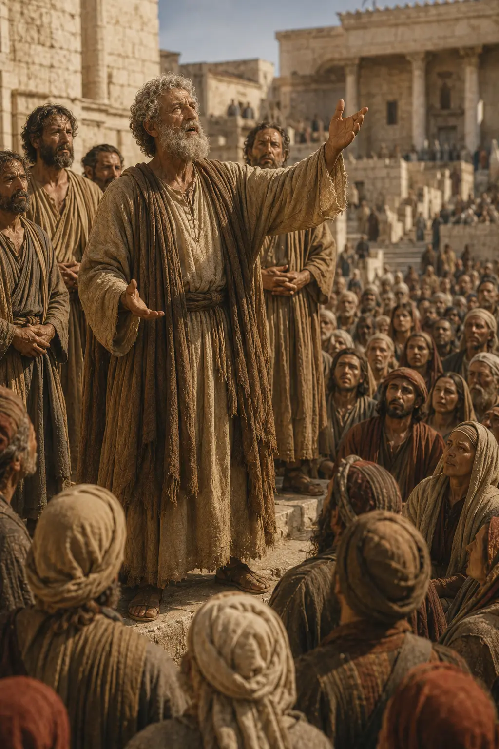 Artistic interpretation of Saint Peter preaching to the first Christian community