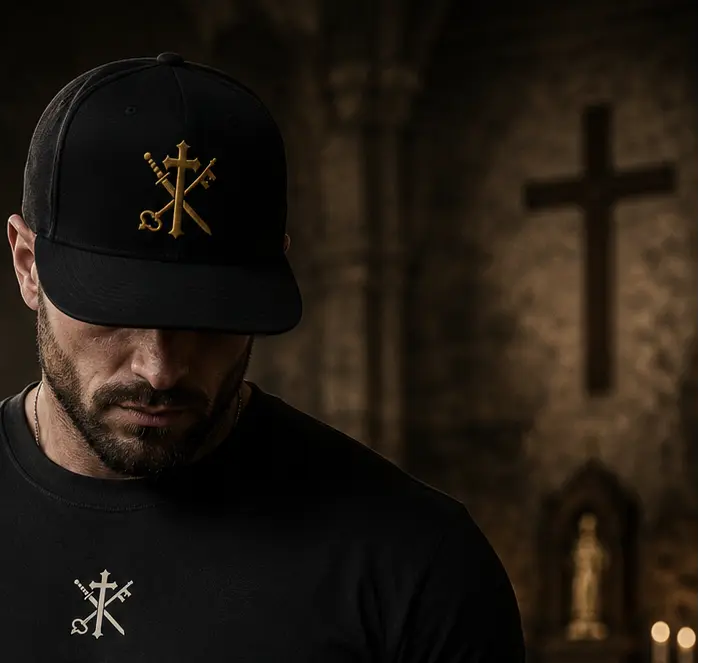 Black Christ Is King High-Crown Snapback worn by a model